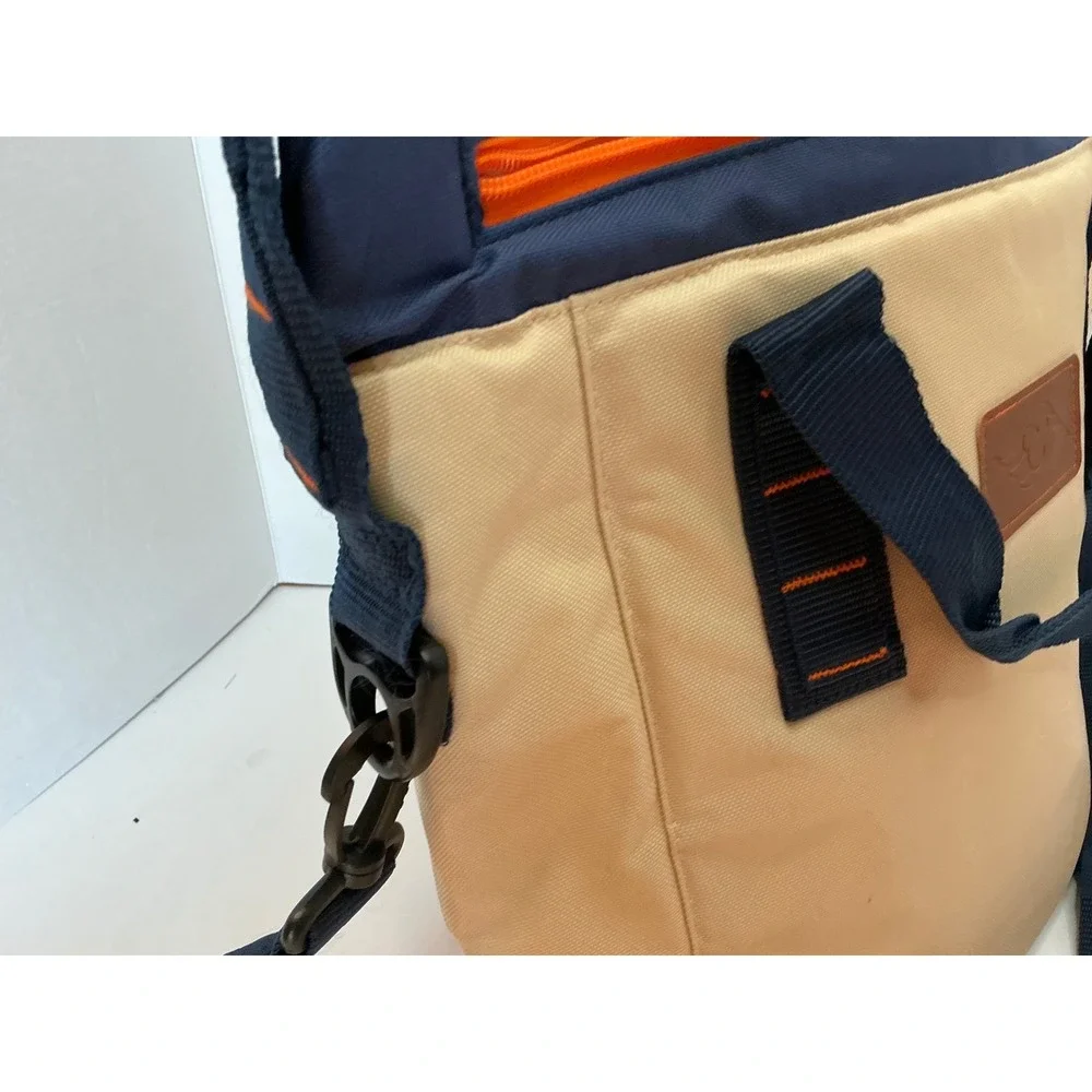 Disney Insulated Cooler Bag Tan Navy Orange Shoulder Strap Large Picnic Tote